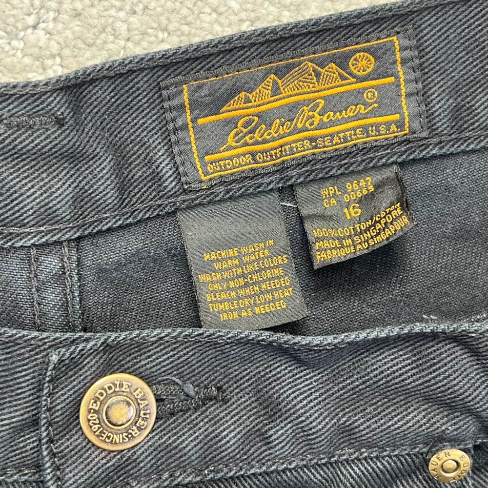 VINTAGE Eddie Bauer Shorts Womens Size 16 Black Denim High Rise Cotton Twill - Picture 5 of 11